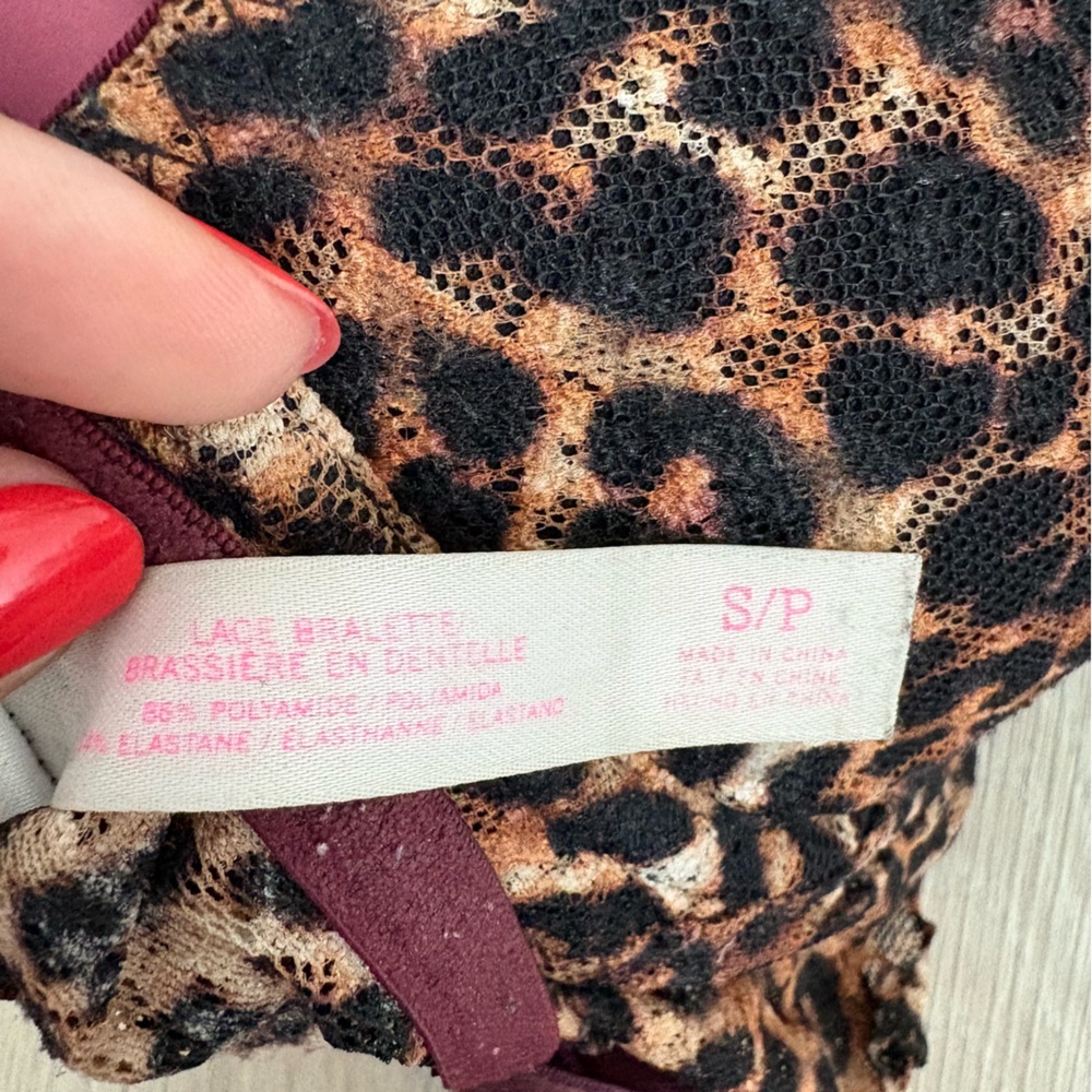 PINK Victorias Secrets Lace Bralette Small Chettah Animal Print Black Brown - Picture 9 of 11